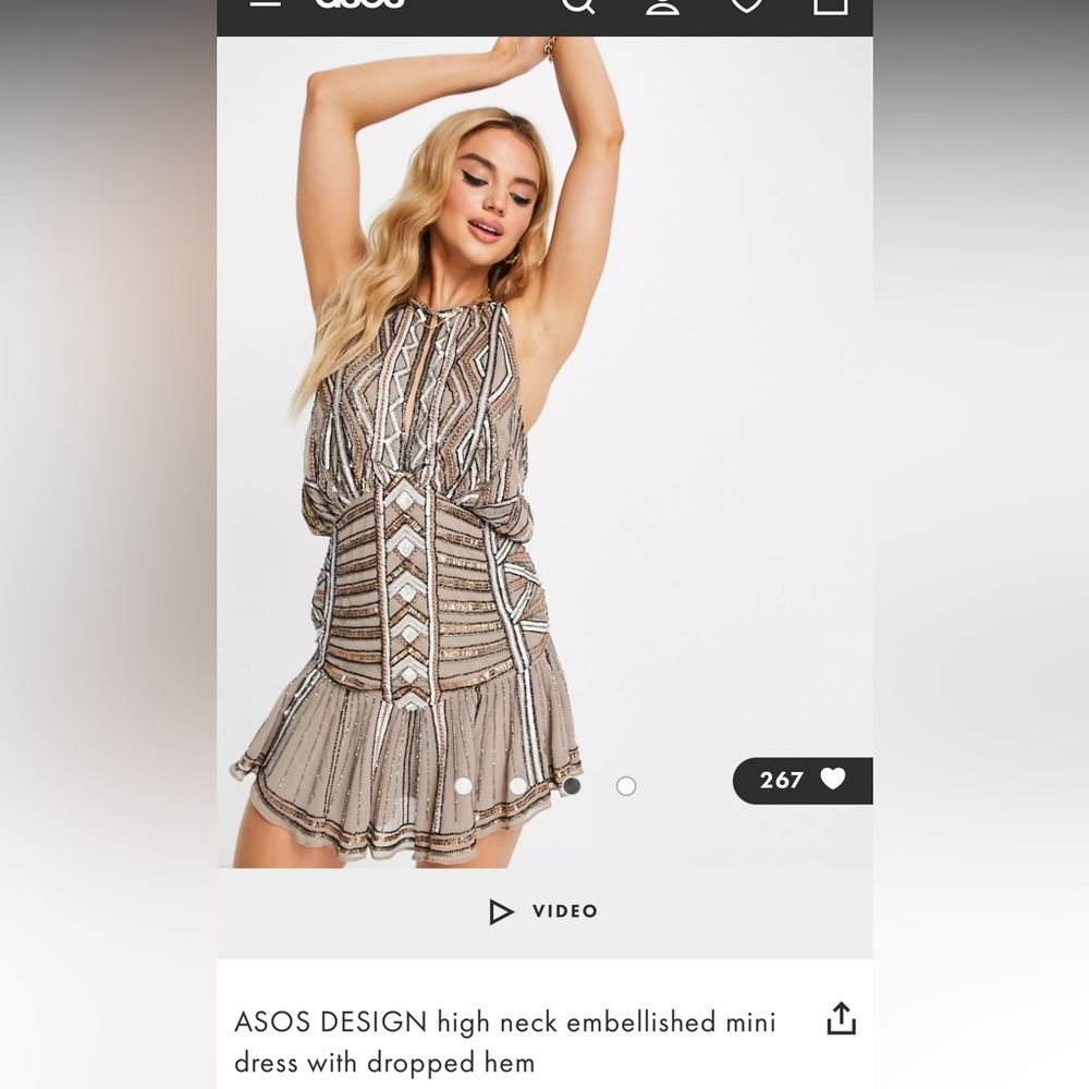 Embellished Halter Neck Dress - Size 0